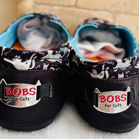 BOBS for Cats by Sketchers Black Cat Print Slip-On Shoes Women’s Size 7 - Picture 4 of 6